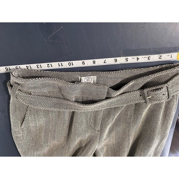 Ann Taylor LOFT Womens Herringbone Wool Blend Belted Wide Leg Pants 8P career - Picture 4 of 8